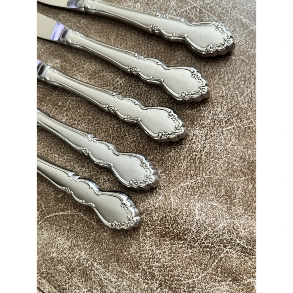 Oneida Dover‎ Cube Heirloom Flatware Salad Dinner Knives Lot Of 5